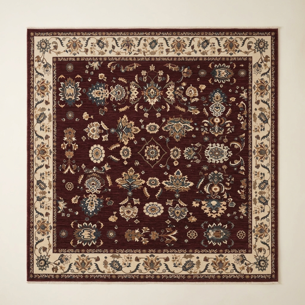Tapis de Salon Classique Oriental Bordeaux