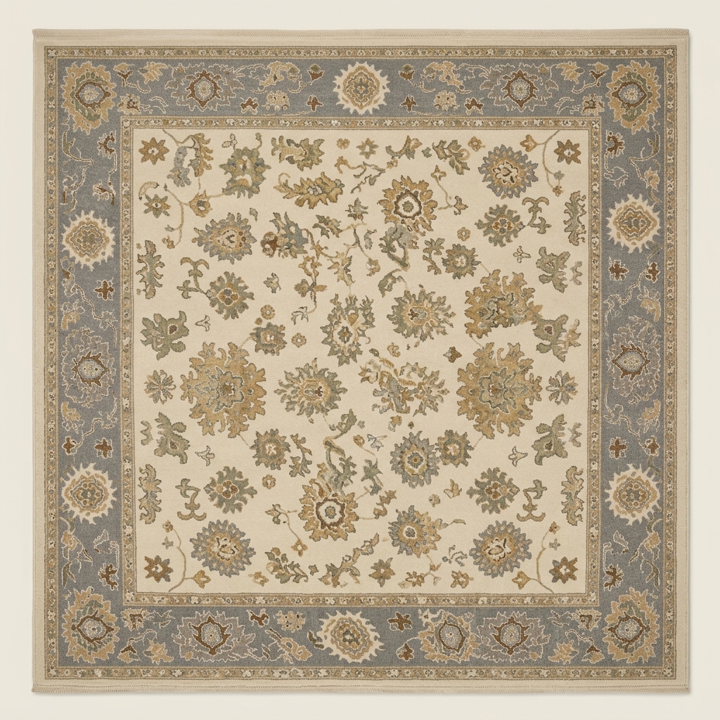 Tapis de Salon Classique à Motifs Orientaux - Beige et Gris