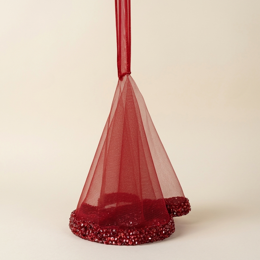 Mouchoir de Danse Halay Rouge avec Perles