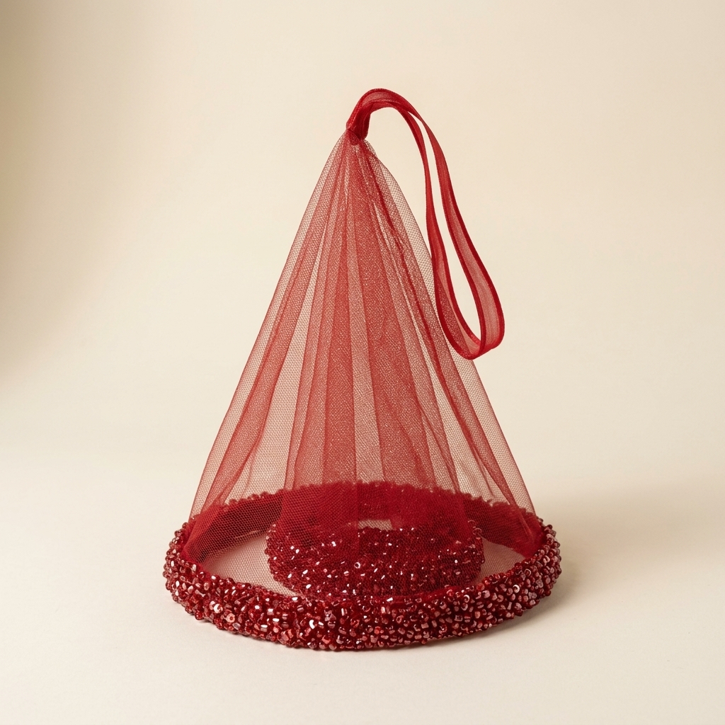 Mouchoir de Danse Halay Rouge avec Perles