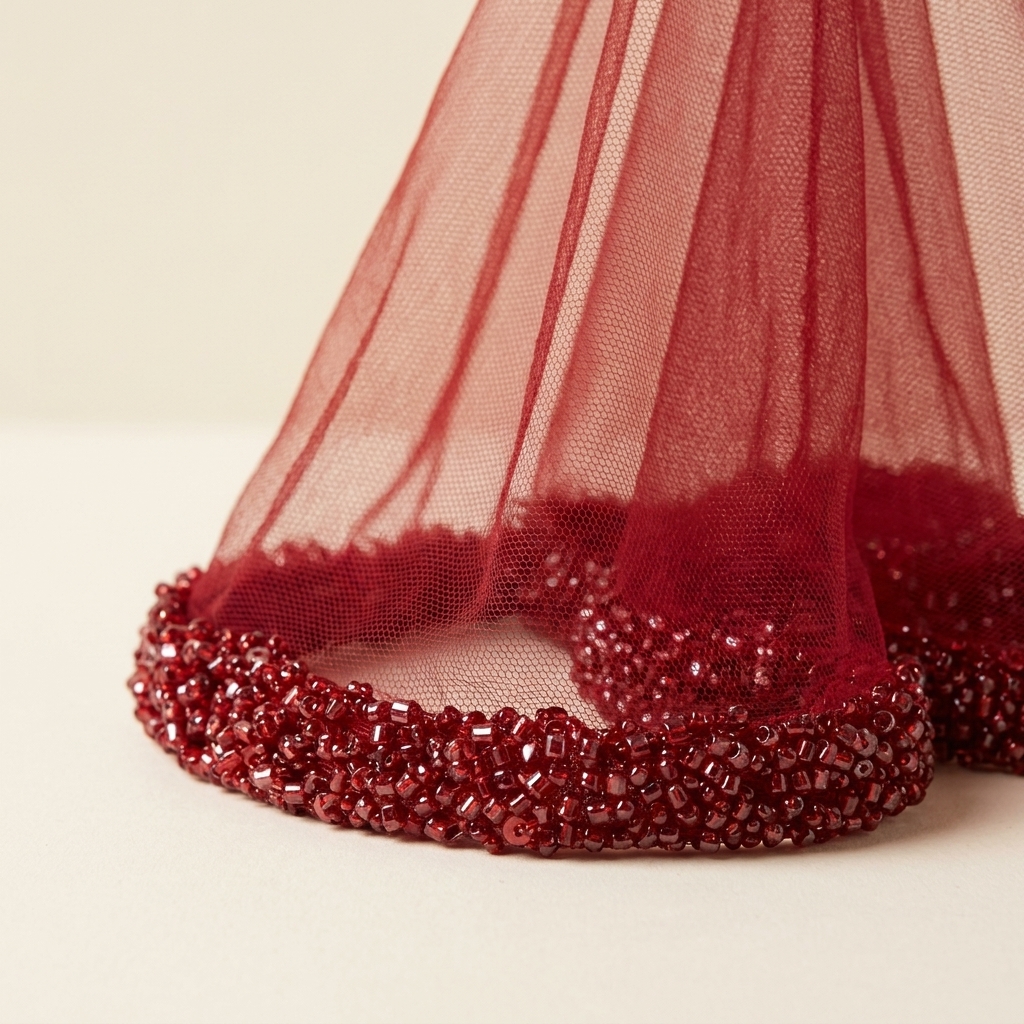 Mouchoir de Danse Halay Rouge avec Perles