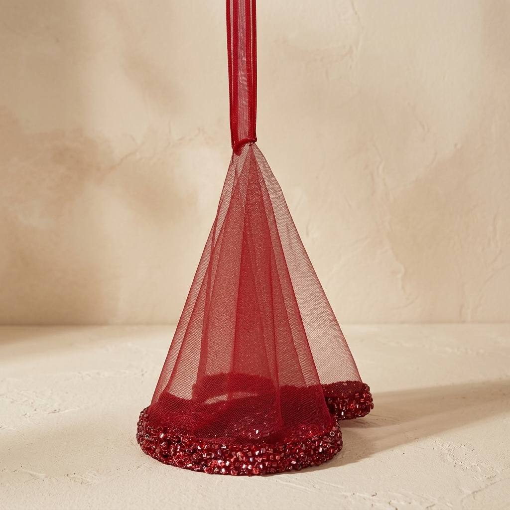 Mouchoir de Danse Halay Rouge avec Perles