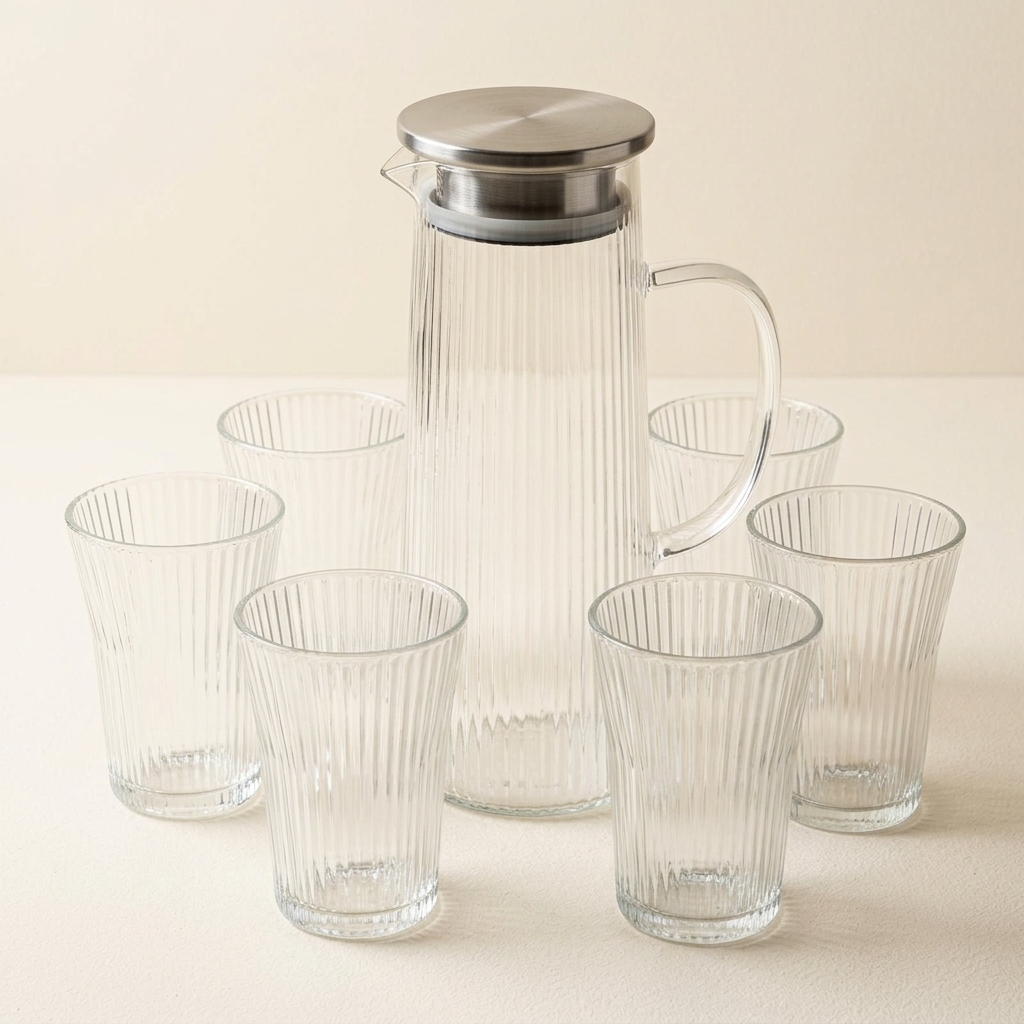 Service à Eau en Verre Côtelé 7 Pièces - Bavary Lines