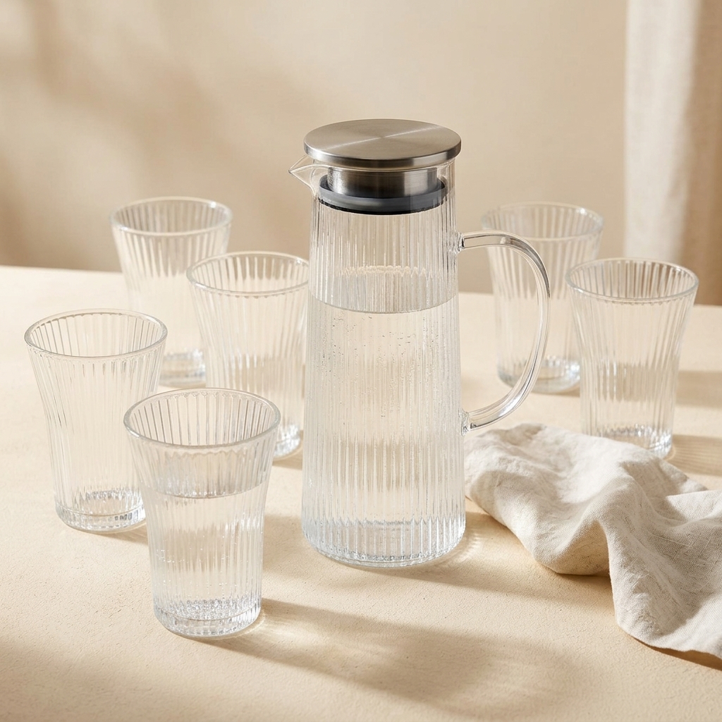 Service à Eau en Verre Côtelé 7 Pièces - Bavary Lines