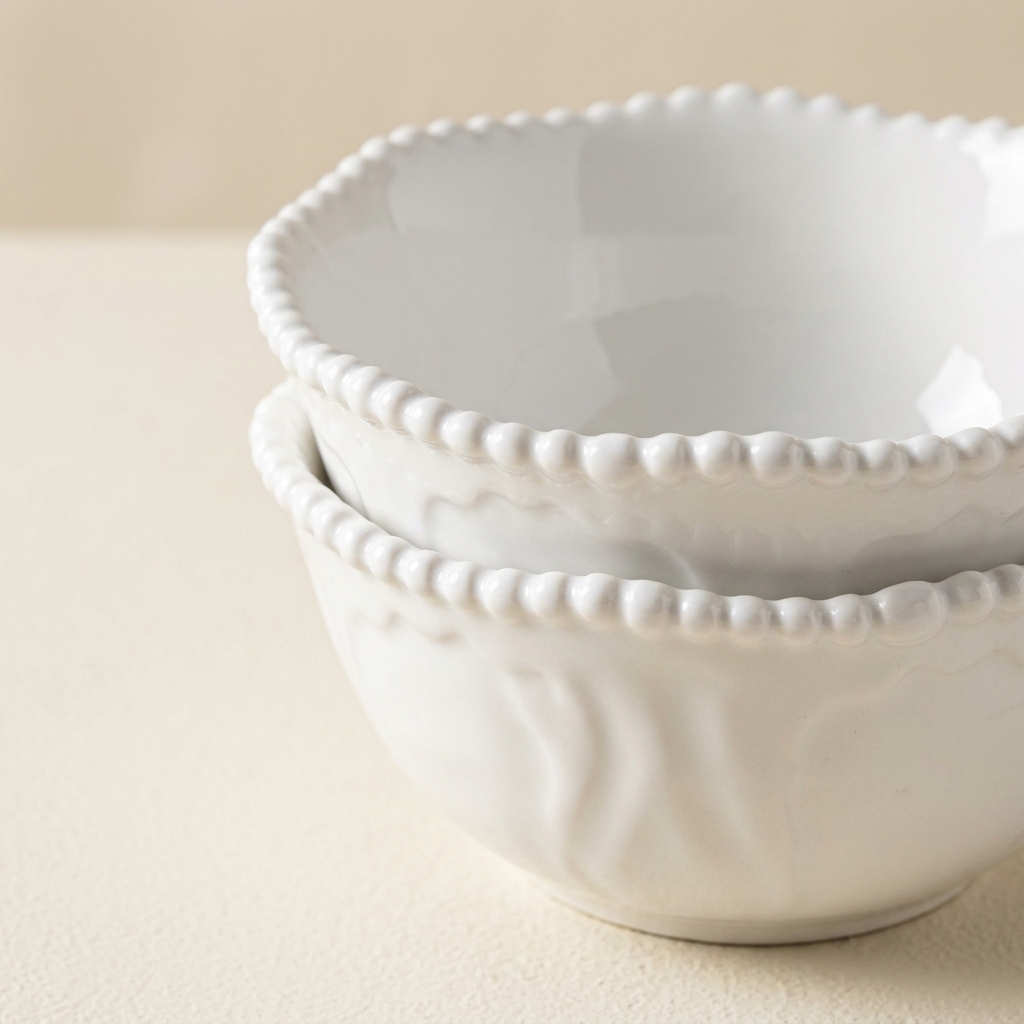 Almina Pearly Lot de 6 Bols à Céréales en Porcelaine