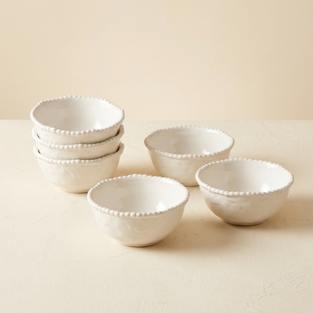 Almina Pearly Lot de 6 Bols à Céréales en Porcelaine