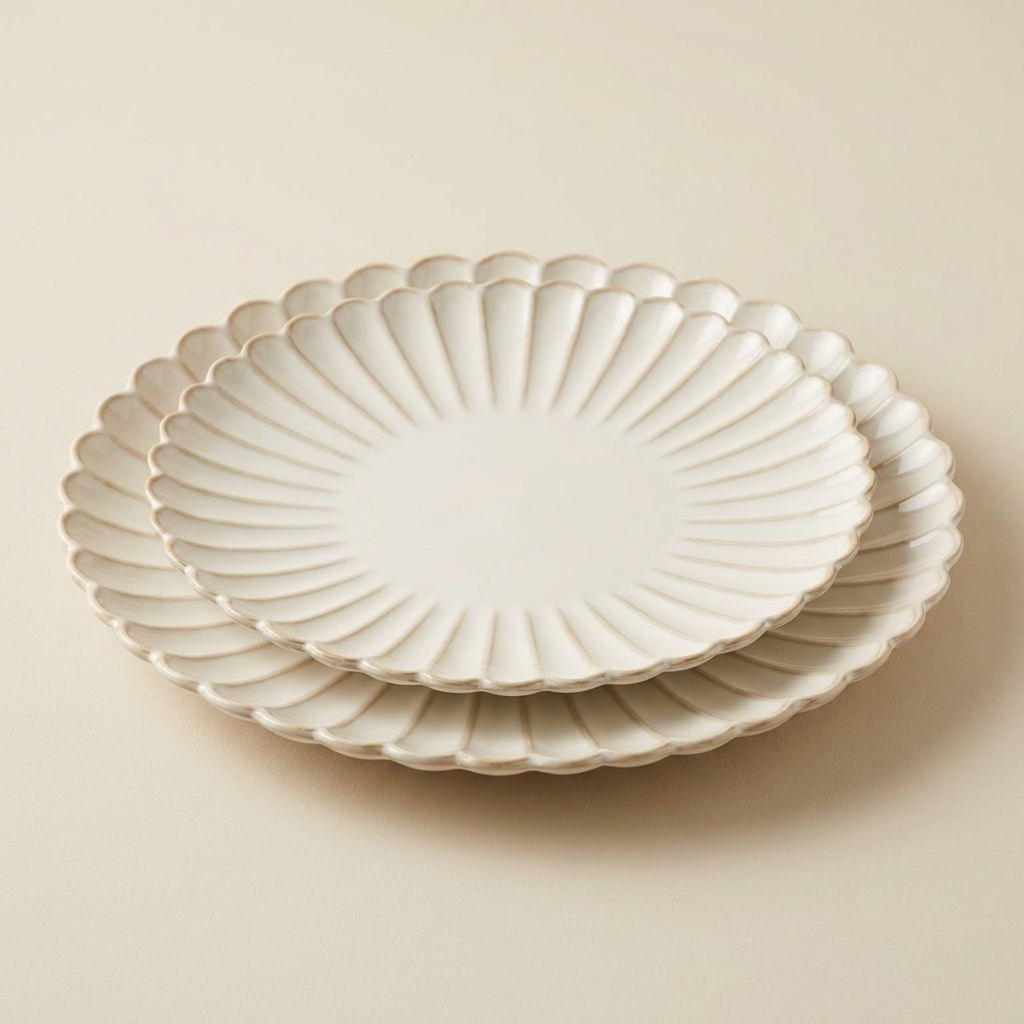 Lot de 2 Plats de Service en Porcelaine Bloomy - Almina