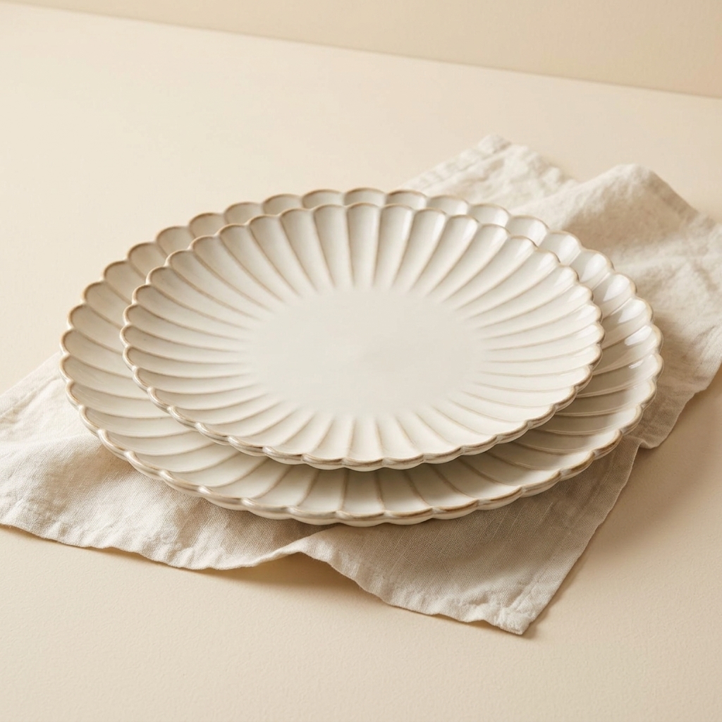 Lot de 2 Plats de Service en Porcelaine Bloomy - Almina