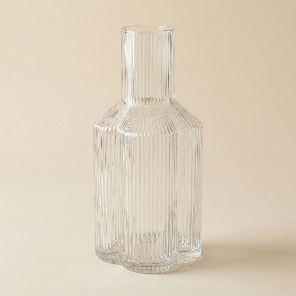 Vase Décoratif en Verre Cannelé Bavary Collection Clover Lines