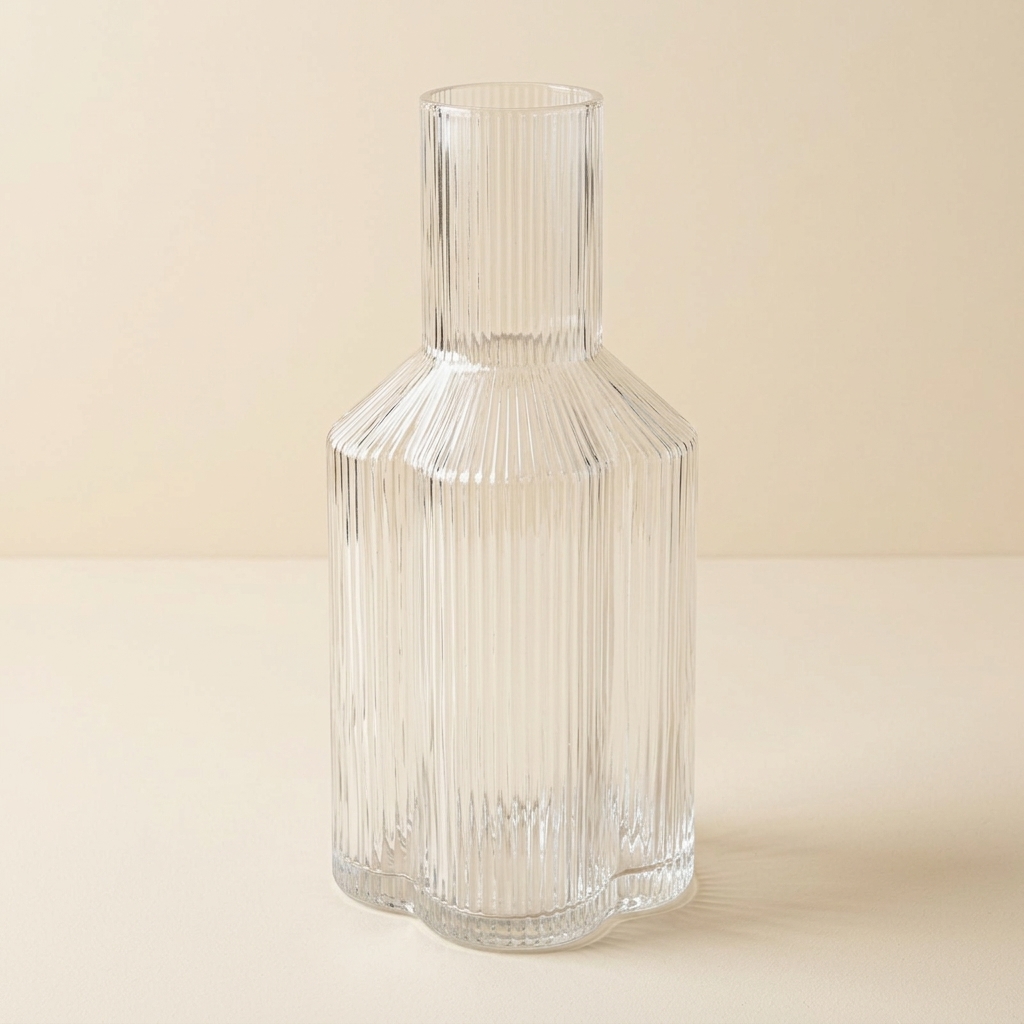 Vase Décoratif en Verre Cannelé Bavary Collection Clover Lines