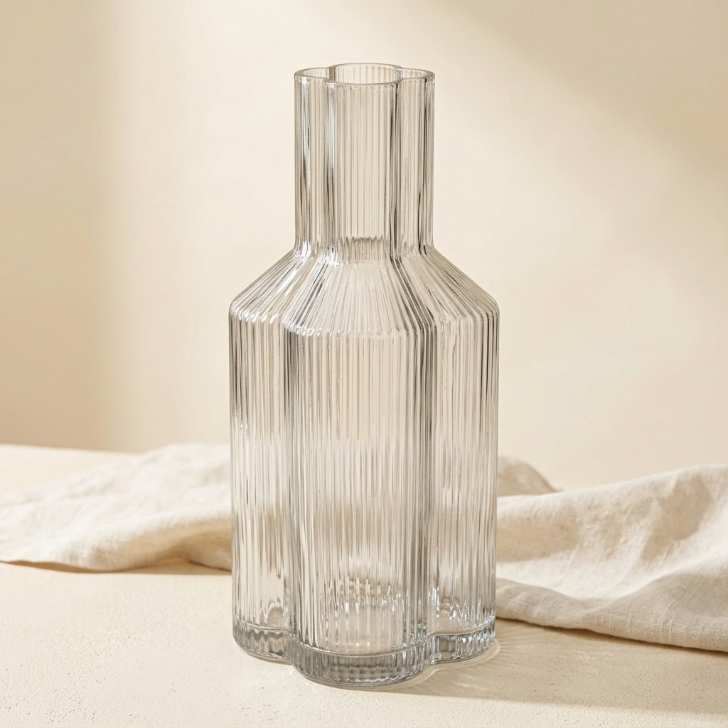 Vase Décoratif en Verre Cannelé Bavary Collection Clover Lines
