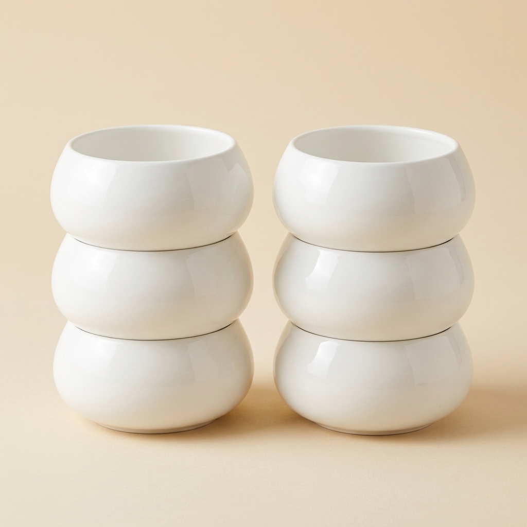 Lot de 6 Bols à Soupe en Porcelaine Blanche - Almina Lissa Bonna