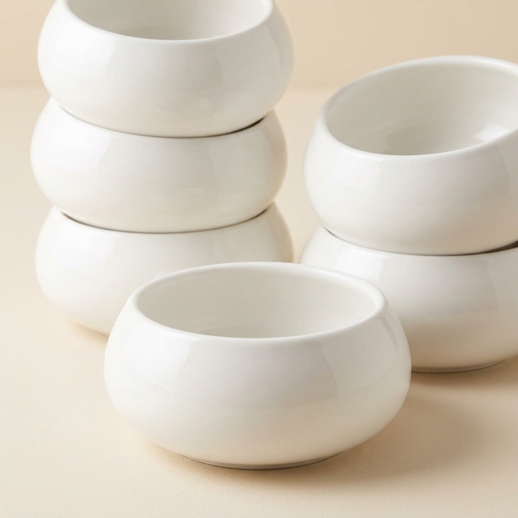 Lot de 6 Bols à Soupe en Porcelaine Blanche - Almina Lissa Bonna