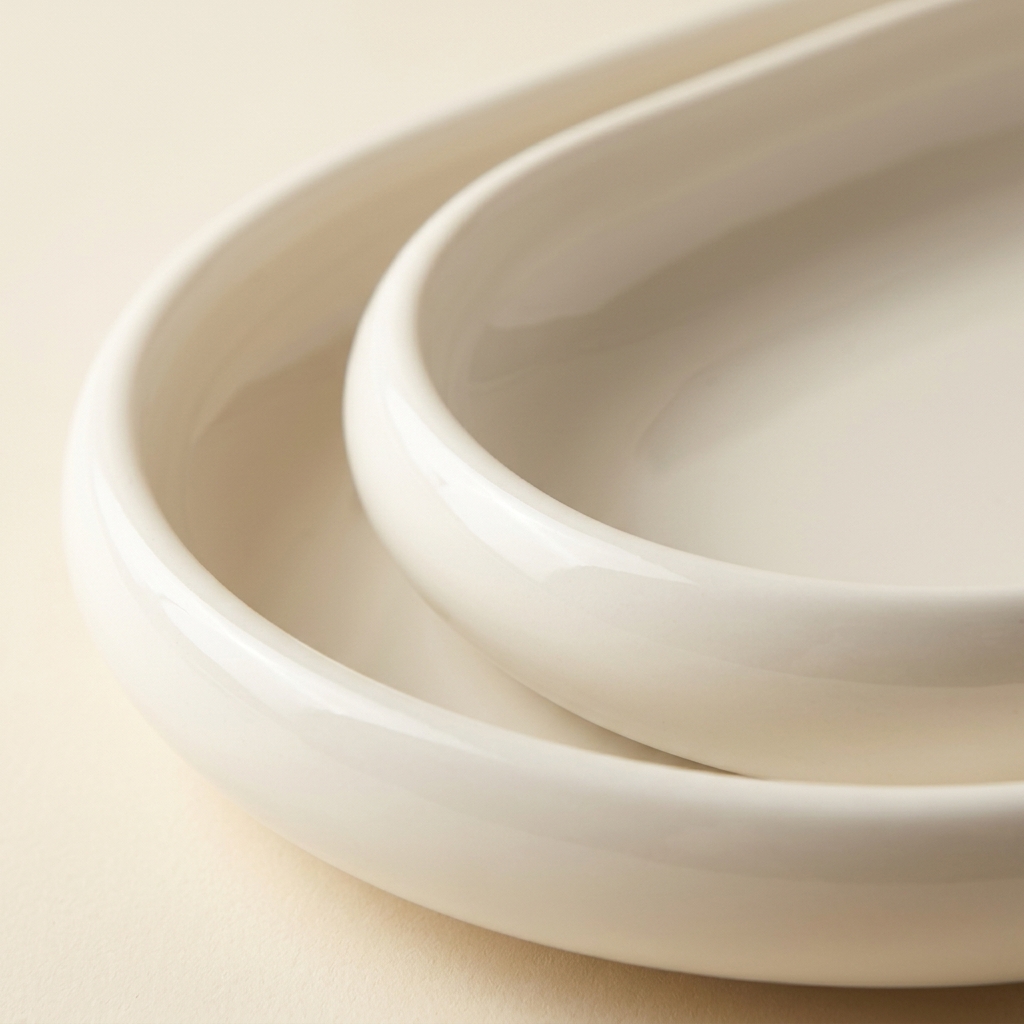 Lot de 2 Plats de Service Ovales en Porcelaine Almina Belicia