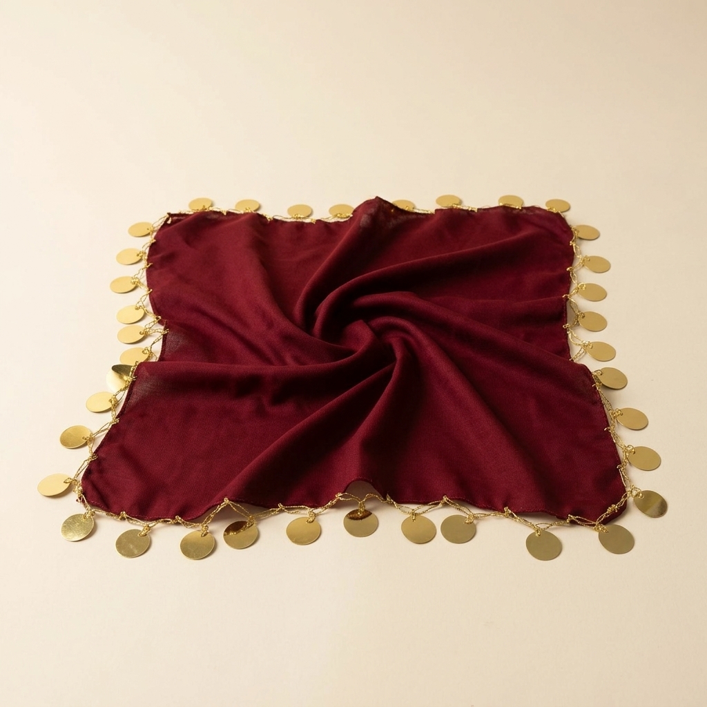 Mouchoir de Danse Traditionnel avec Sequins Dorés