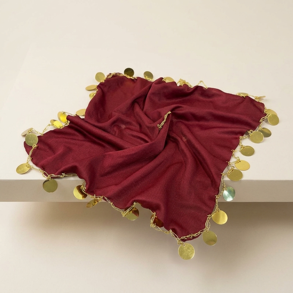 Mouchoir de Danse Traditionnel avec Sequins Dorés