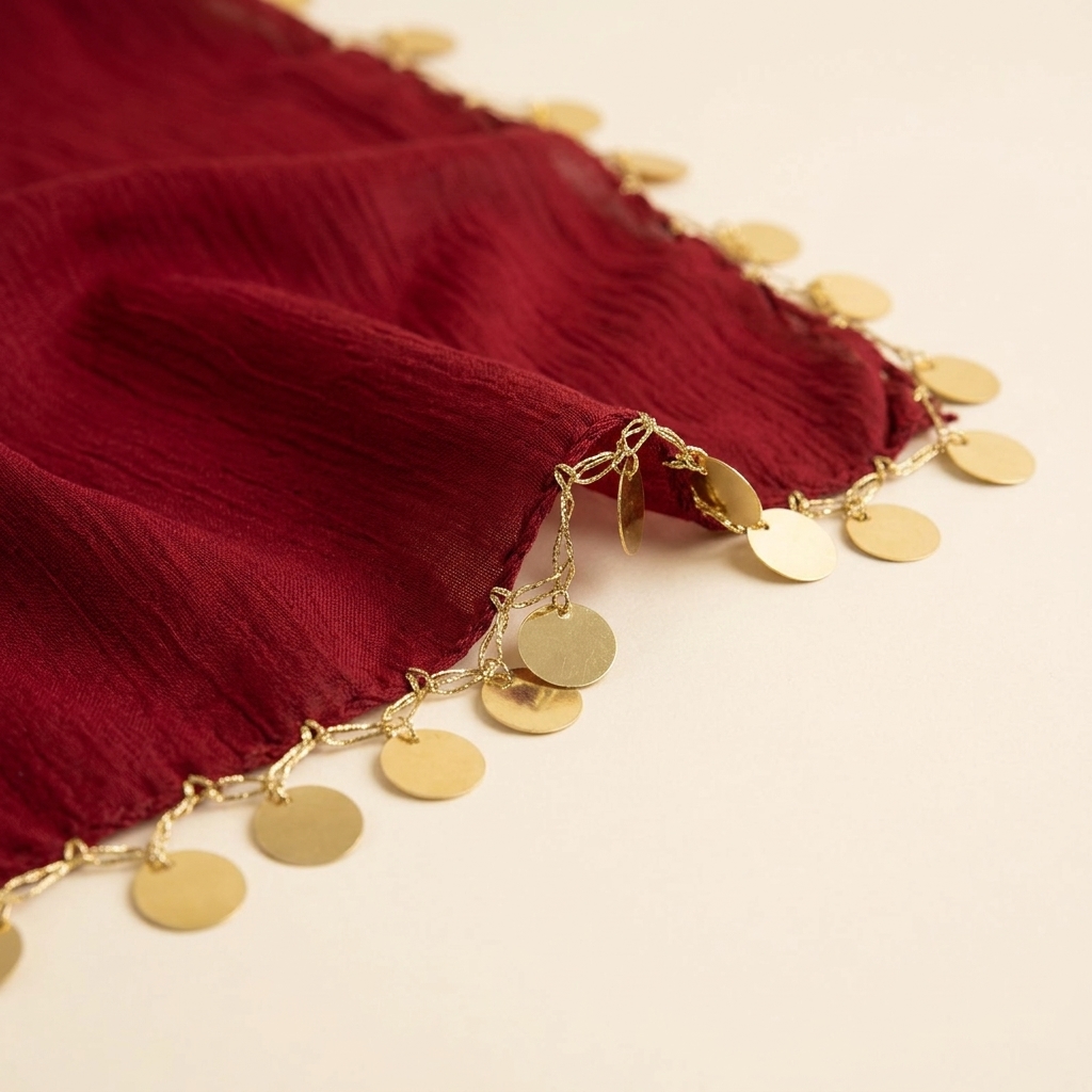 Mouchoir de Danse Traditionnel avec Sequins Dorés