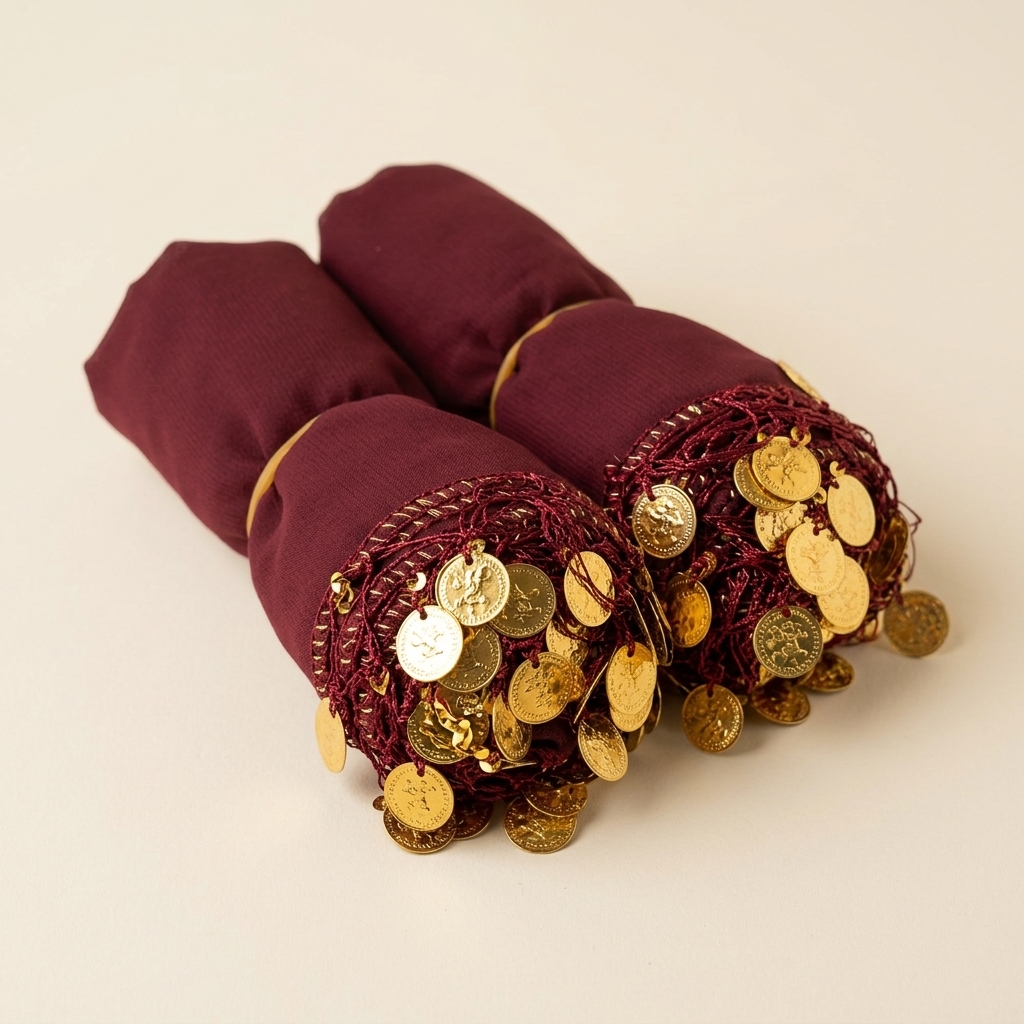 Foulard traditionnel bordeaux à paillettes et pièces dorées - lot de 10