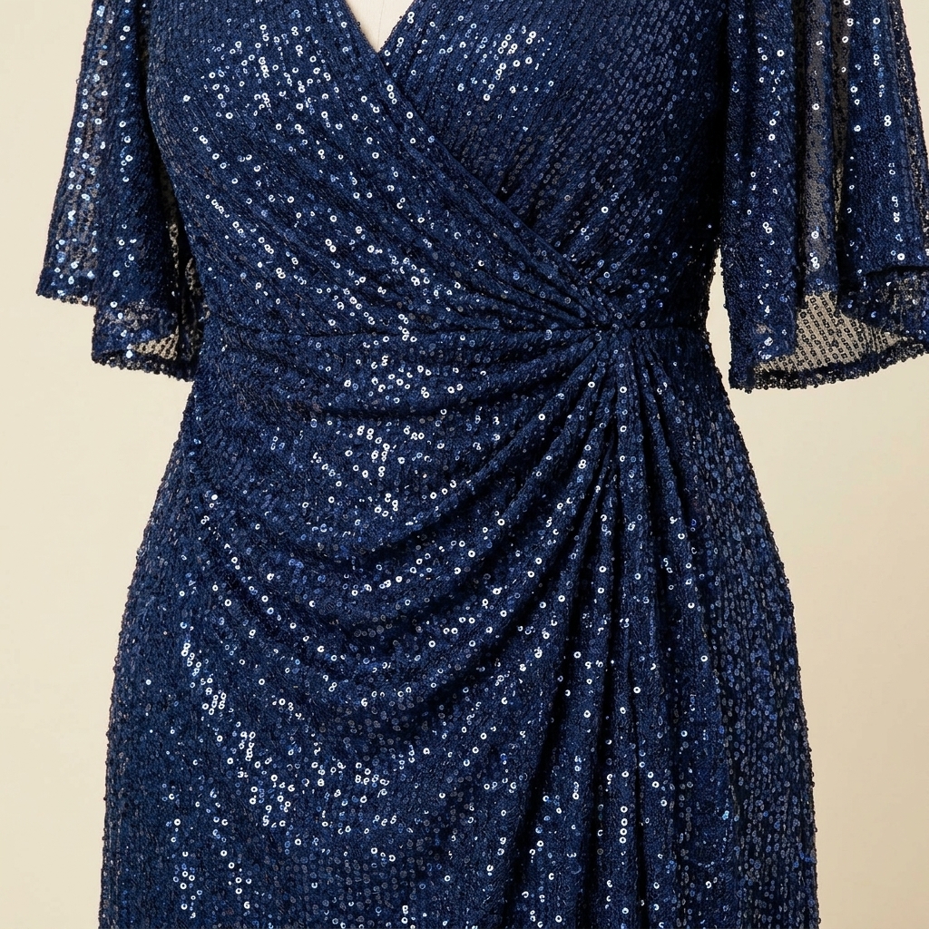Robe de Soirée Longue à Paillettes Bleu Marine