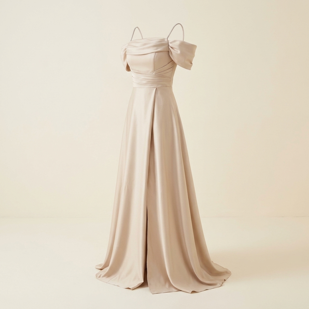 Robe de Soirée Longue Épaules Dénudées Champagne