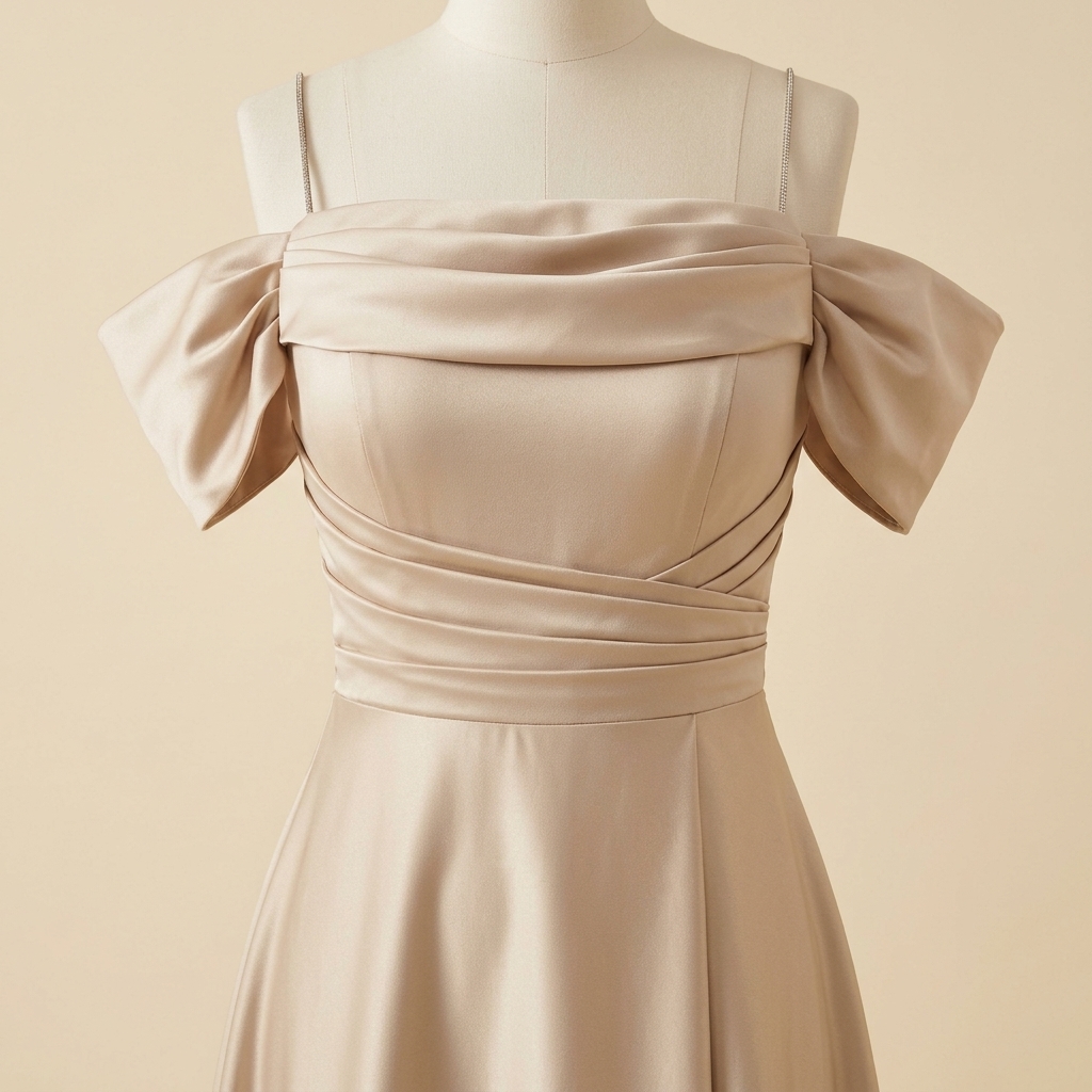 Robe de Soirée Longue Épaules Dénudées Champagne