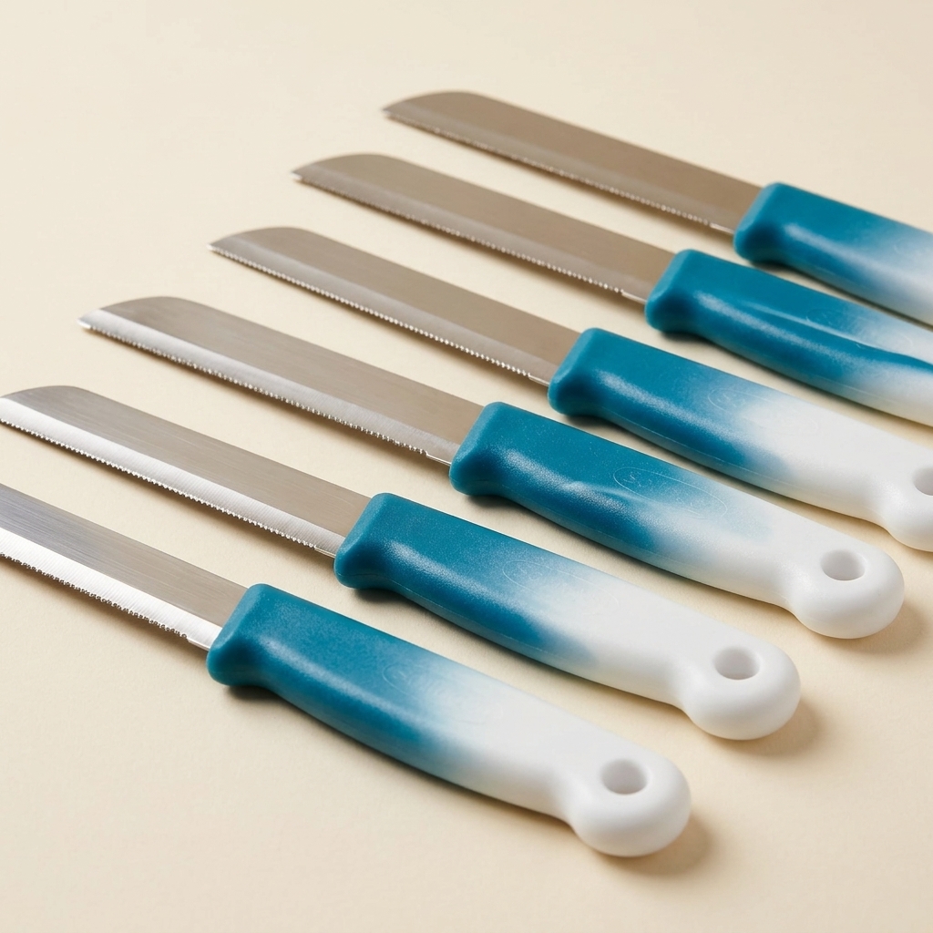 Lot de 6 Couteaux de Cuisine Dentelés Solingen - Bleu et Blanc