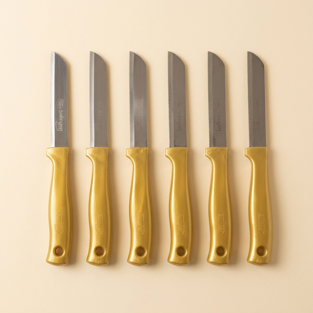 Lot de 6 Couteaux de Cuisine Crantés Solingen - Doré