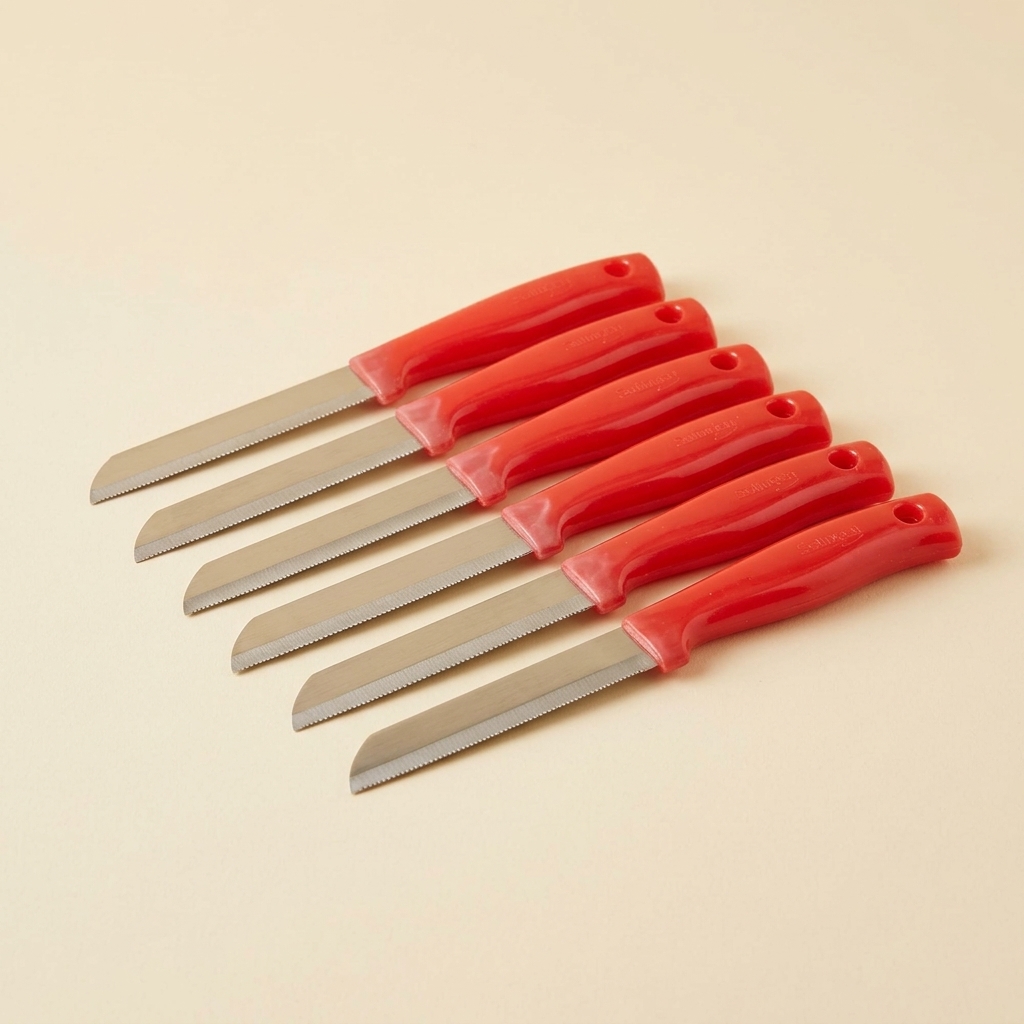 Lot de 6 Couteaux de Cuisine Solingen à Lame Dentée - Rouge