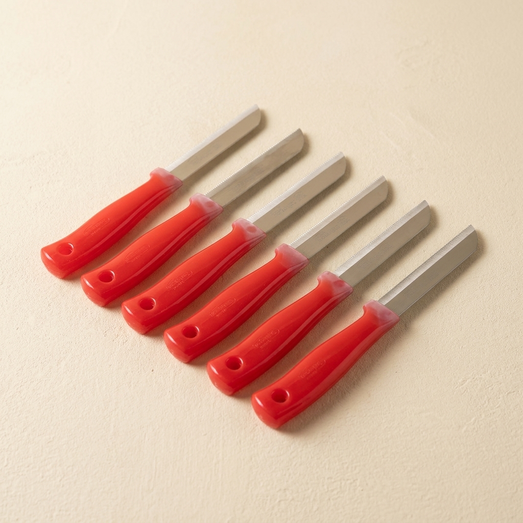 Lot de 6 Couteaux de Cuisine Solingen à Lame Dentée - Rouge
