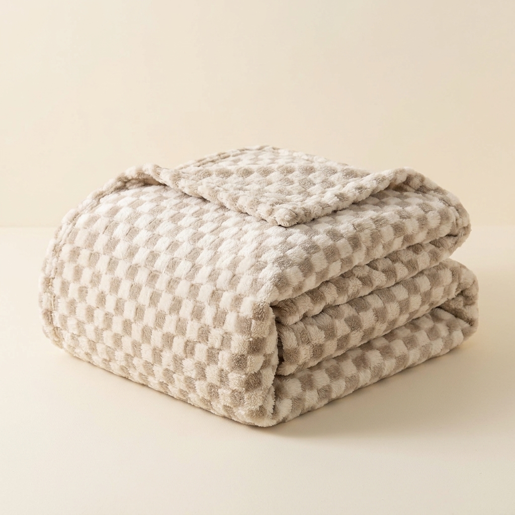 Housse de Canapé Antidérapante à Motif Damier Beige