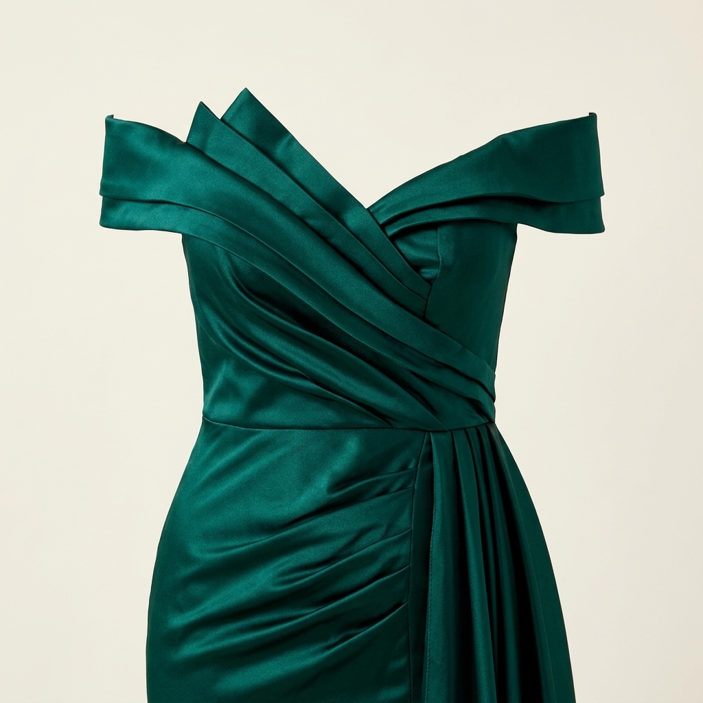 Robe de Soirée Longue en Satin Vert Émeraude avec Fente
