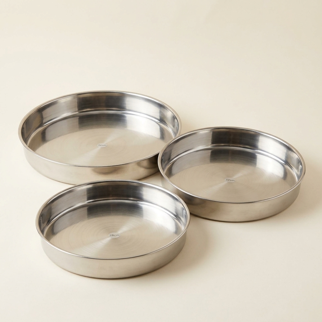 Lot de 3 Plats à Four Ronds en Acier Inoxydable Almina (28, 32, 36 cm)
