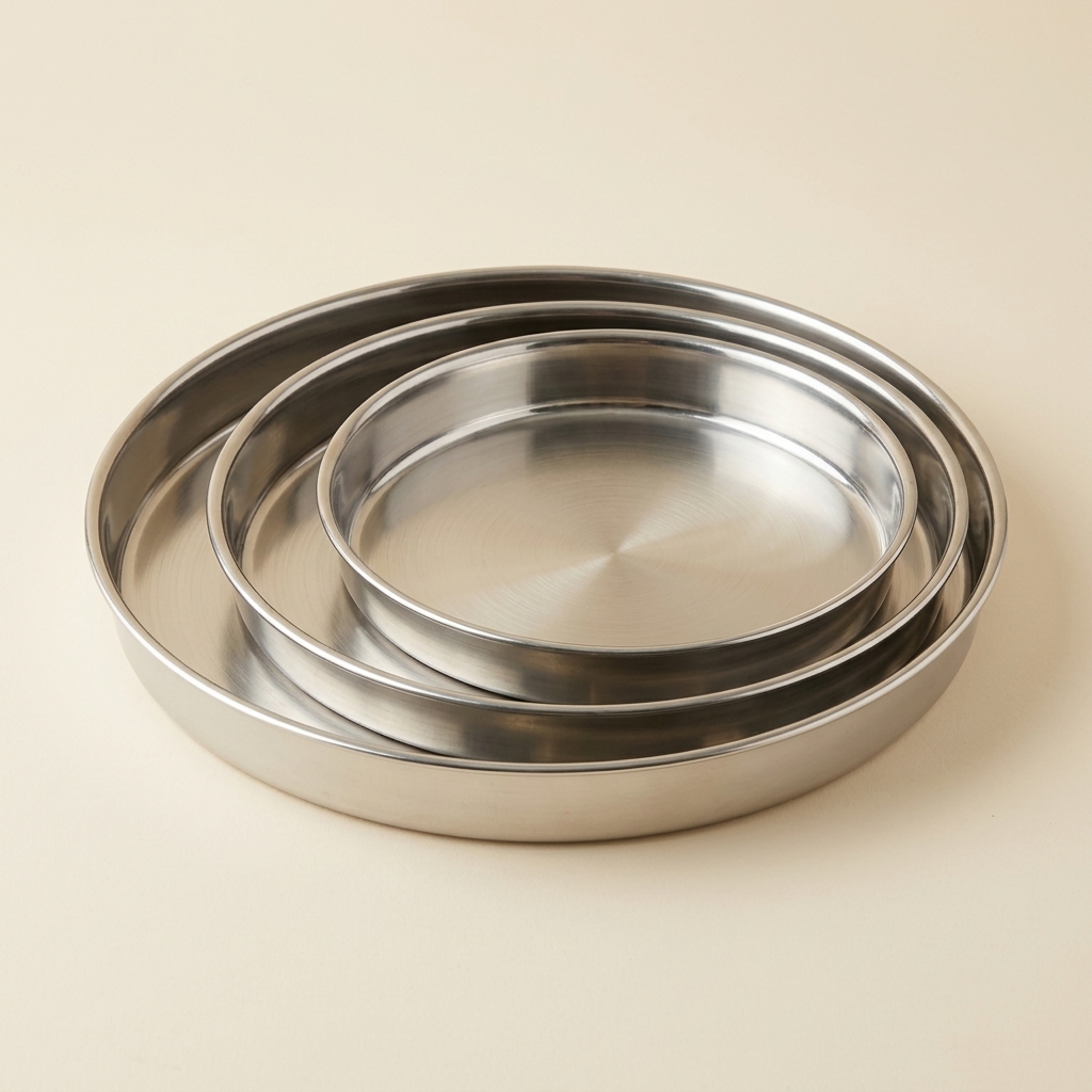 Lot de 3 Plats à Four Ronds en Acier Inoxydable Almina (28, 32, 36 cm)