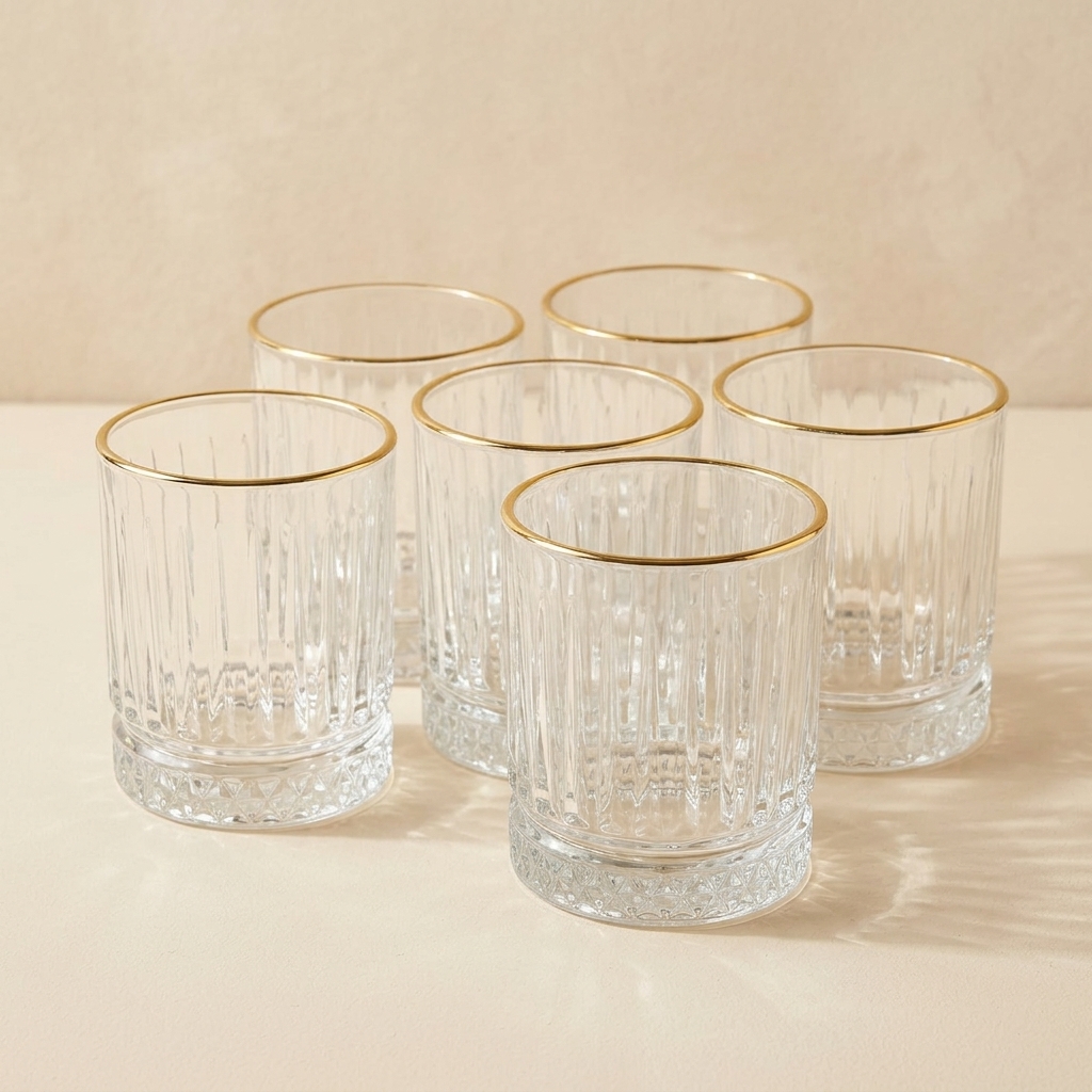 Set de 6 Verres à Eau Elisa Golden 240 ml - Almina