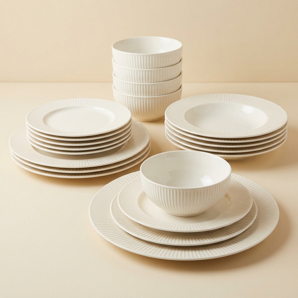 Service de Table 24 Pièces 6 Personnes en Porcelaine Blanche - Modèle Anna