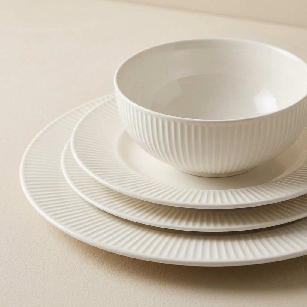 Service de Table 24 Pièces 6 Personnes en Porcelaine Blanche - Modèle Anna