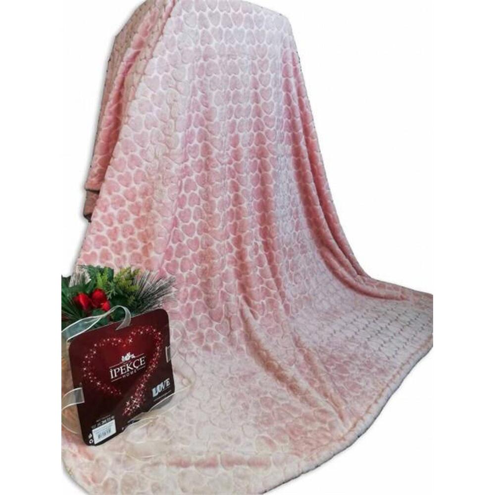 Couverture İpekçe 2 personnes Soft Love Embos Mink rose