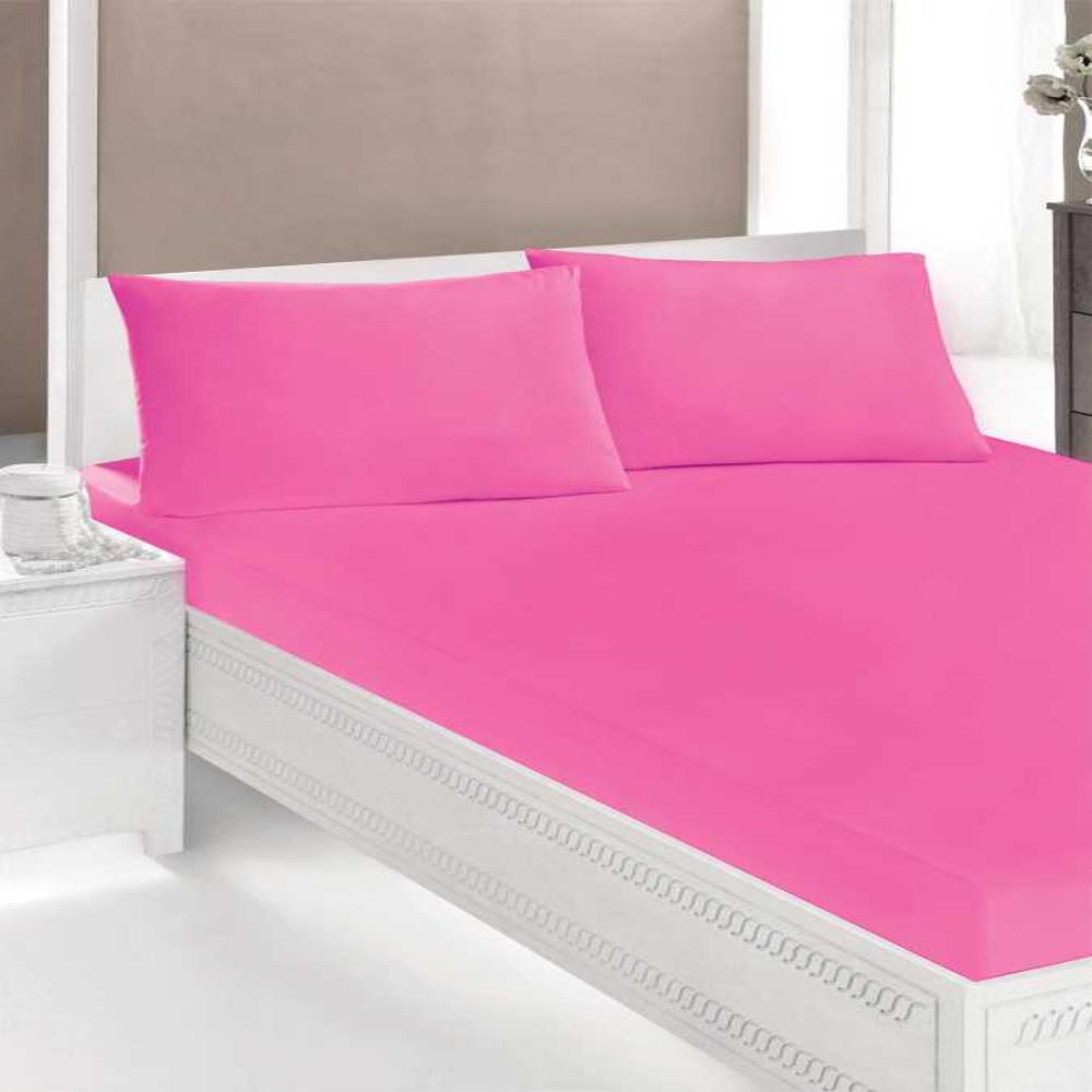 Drap housse élastique coton Ipekce 100x200cm - fuchsia