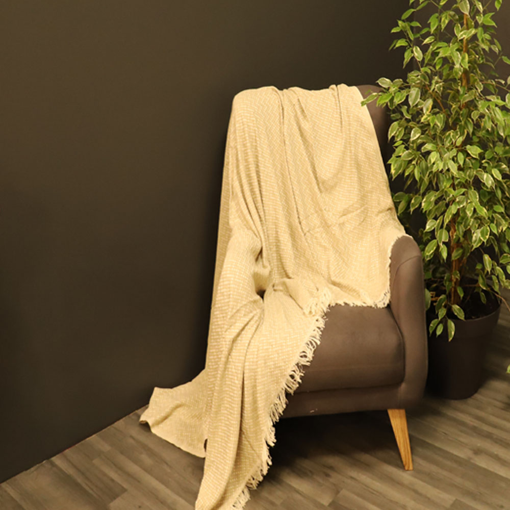 Housse de canapé plaid au carreaux - beige
