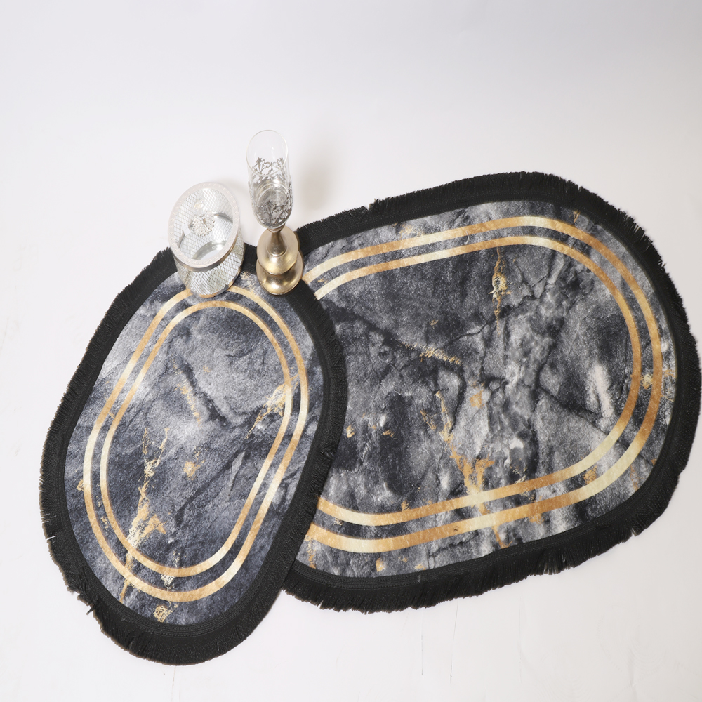 Tapis de bain Ipekce hermony 2 pièces - noir/doré
