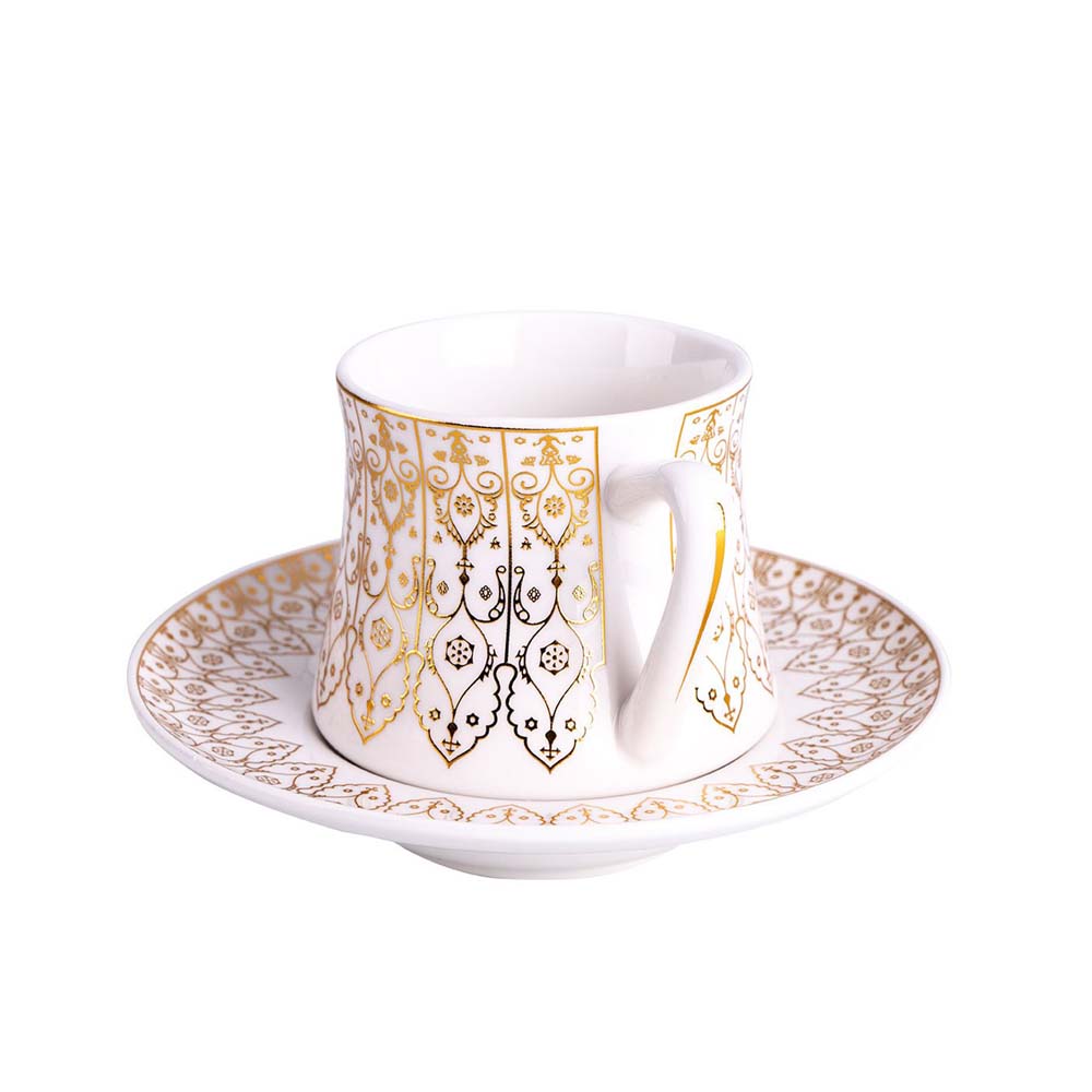 Almina ensemble de 6 tasses à café Porcelaine à motif étoile doré/blanc