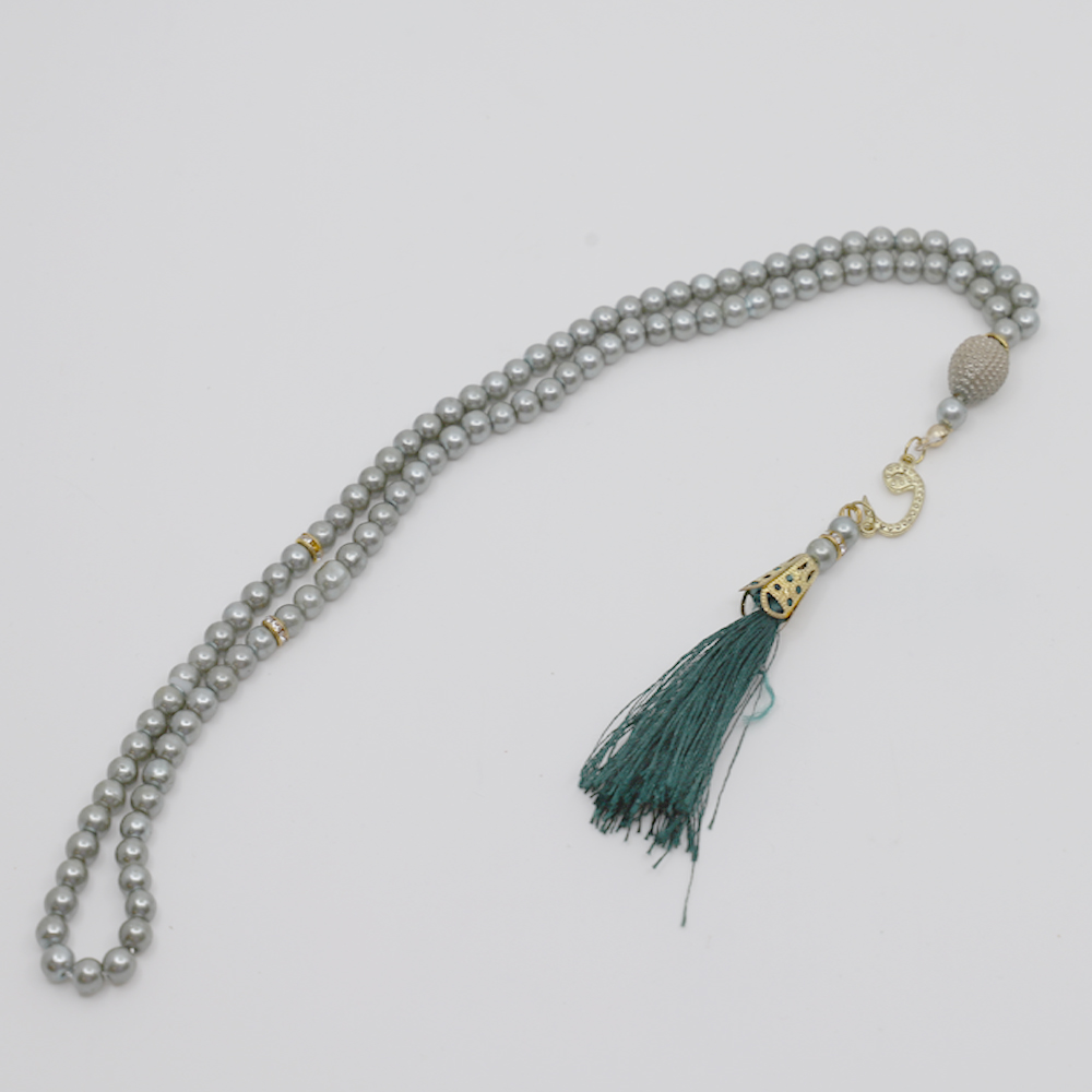 Tasbih à perles 99 pièces - gris/kaki