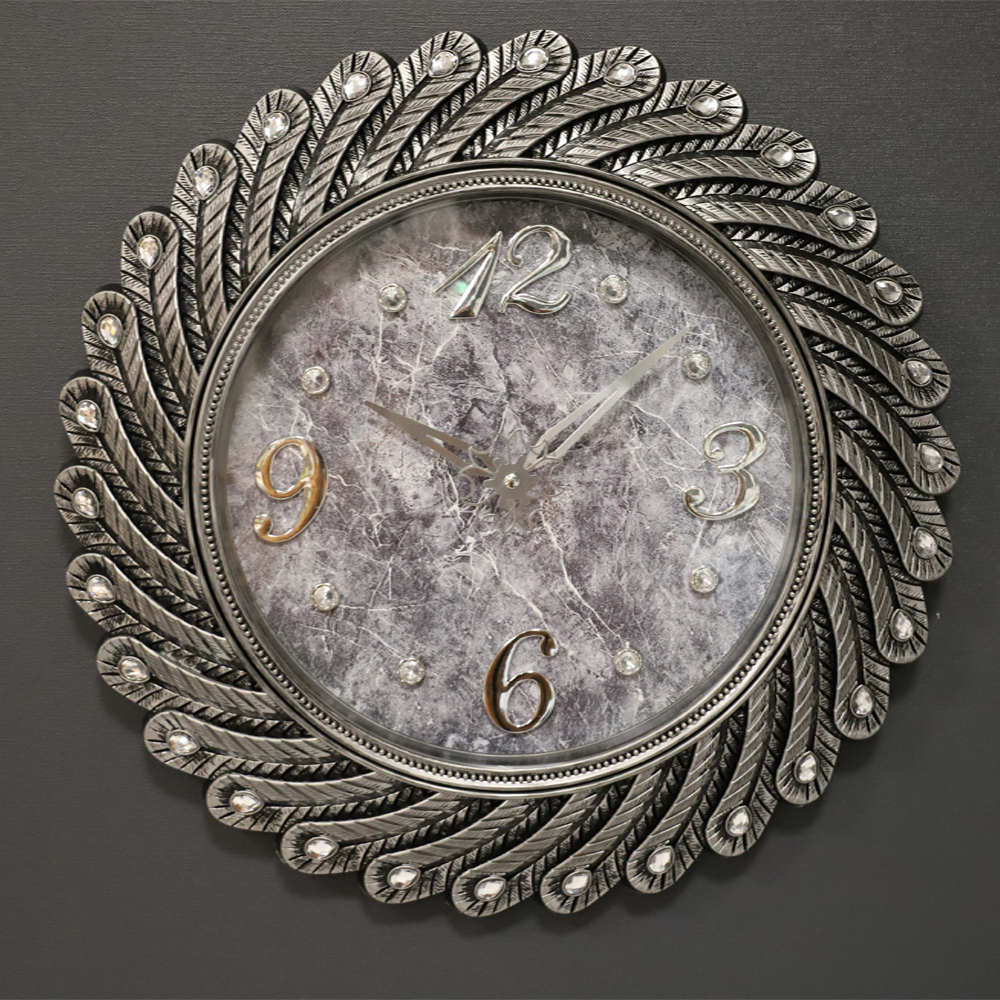 Horloge Effet Marbre avec strass transparent 43cm 