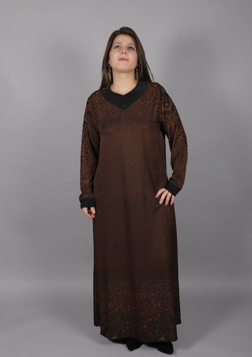 Robe longue à motif Hesna - orange/noir