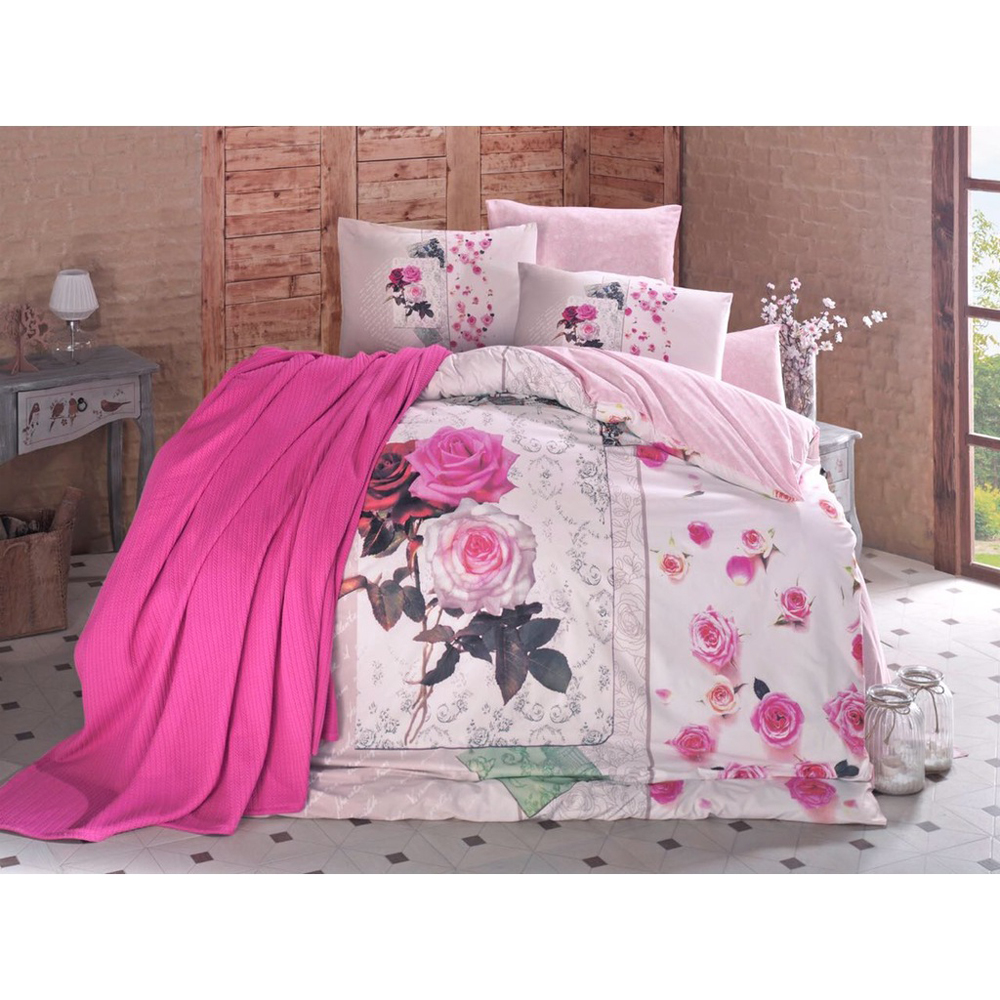 İpekçe Home Ensemble de housse de couette 2 personne Önder Storway avec couverture rose