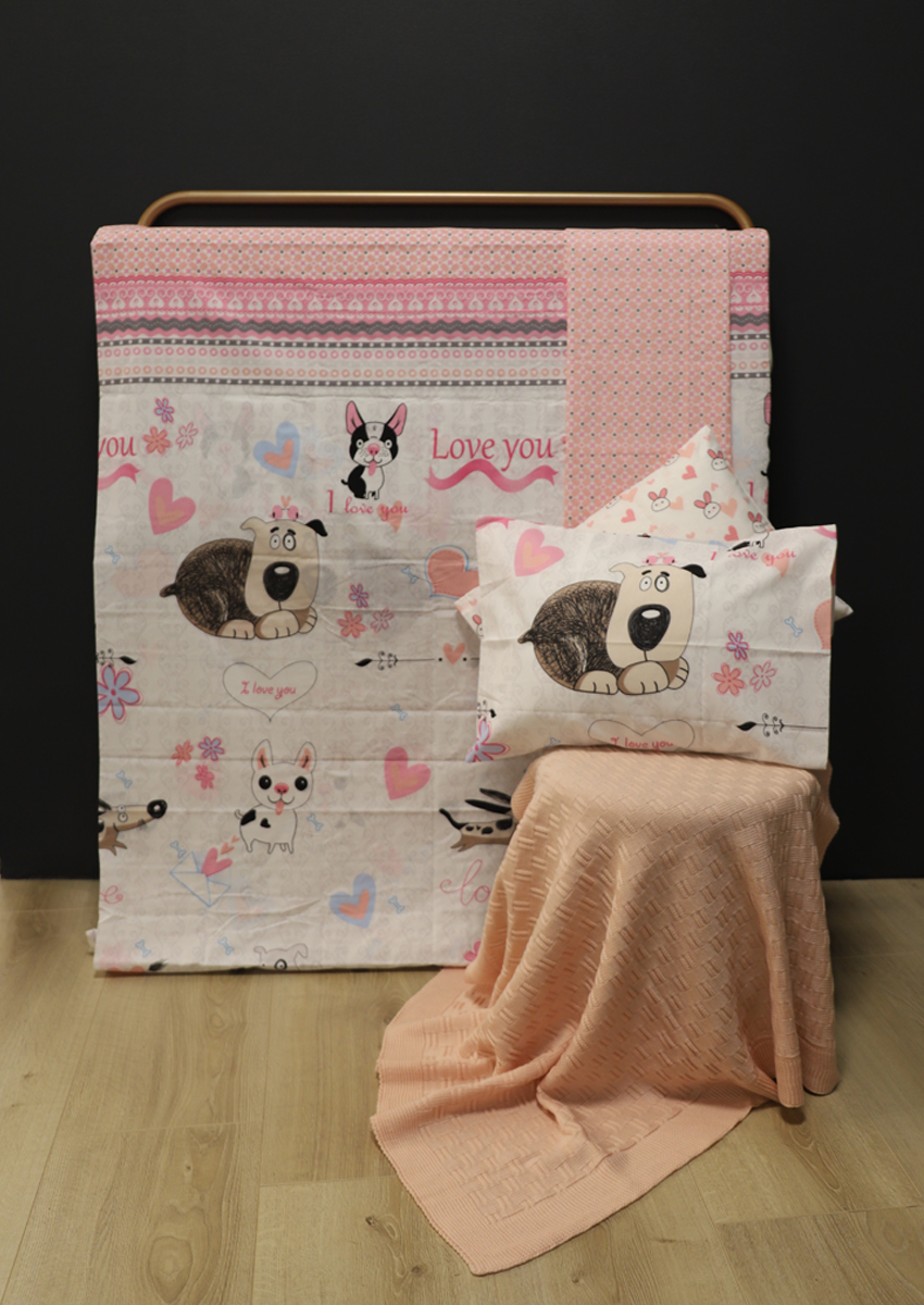 Ensemble de housse de couette avec couverture sweet dog 1 personne Ipekce home  