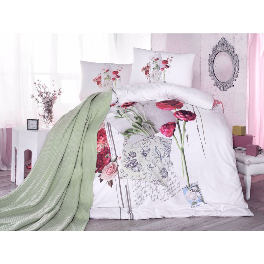 İpekçe Home Ensemble de housse de couette 2 personne Önder Storway avec couverture vert