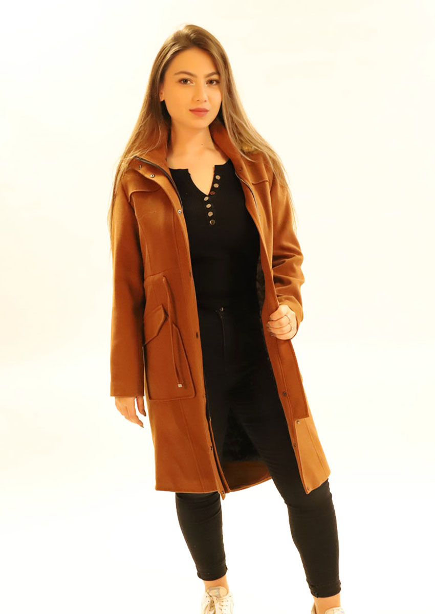 Manteau mi-long simple - marron
