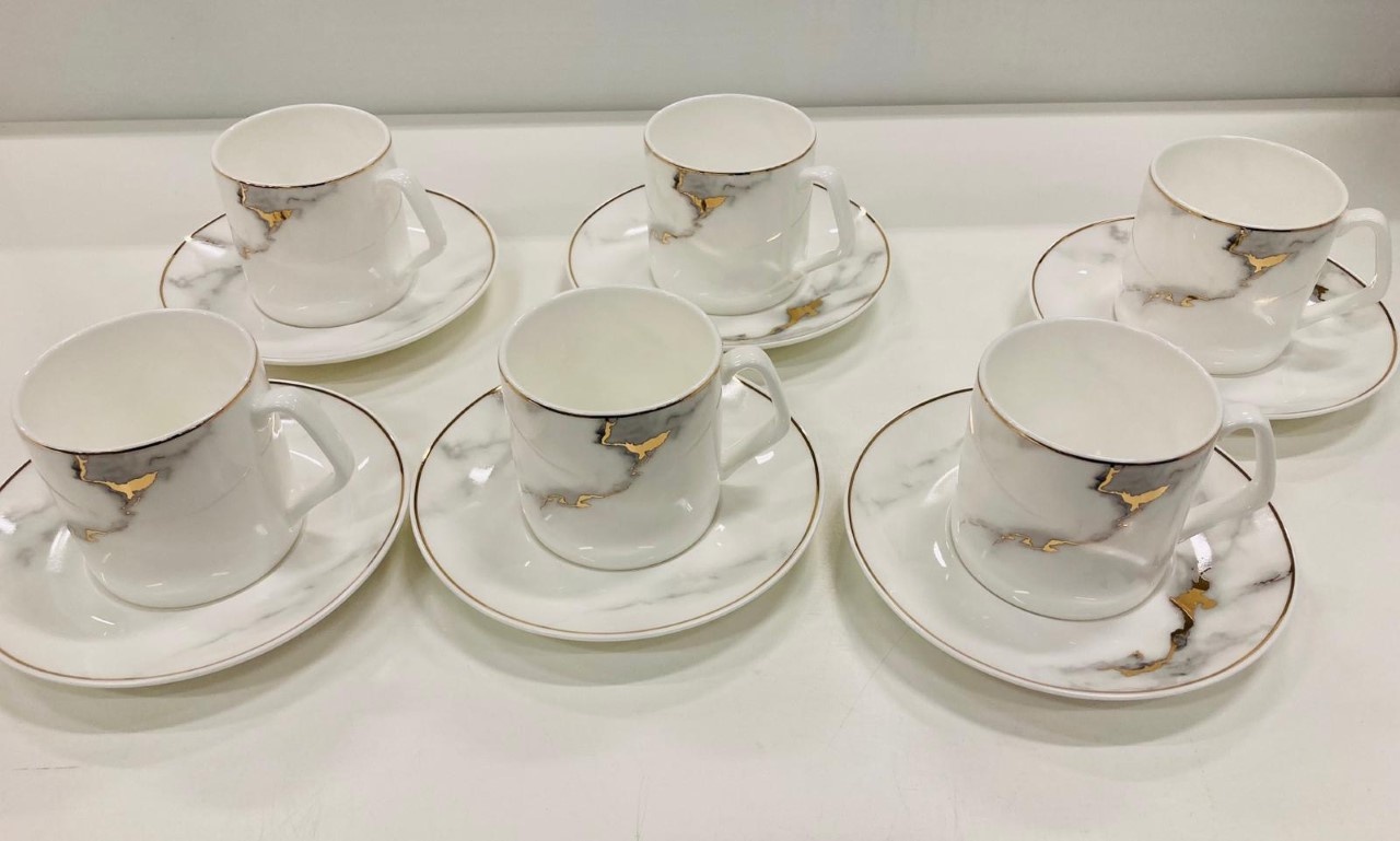 Bricard Porcelaine Service à café turc 12 pièces marbre blanc